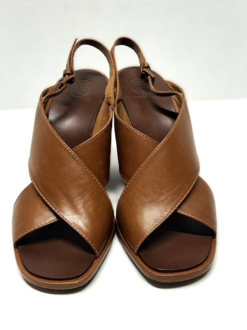 Tory Burch brown leather Gabrielle wedge sandal size 9